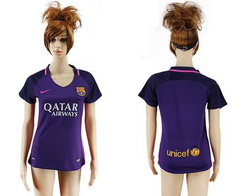 2016-17 Barcelona Blank or Custom Away Soccer Women's Purple AAA+ Shirt