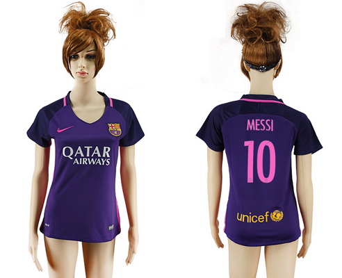 2016-17 Barcelona #10 MESSI Away Soccer Women's Purple AAA+ Shirt