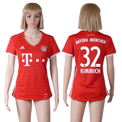 2016-17 Bayern Munich #32 KIMMICH Home Soccer Women's Red AAA+ Shirt