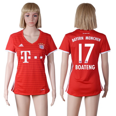 2016-17 Bayern Munich #17 BOATENG Home Soccer Women's Red AAA+ Shirt
