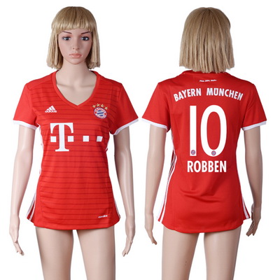 2016-17 Bayern Munich #10 ROBBEN Home Soccer Women's Red AAA+ Shirt