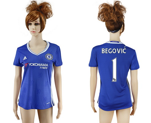 2016-17 Chelsea #1 BEGOVIC Home Soccer Women's Blue AAA+ Shirt