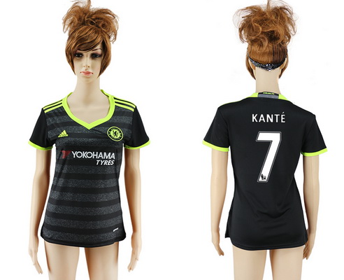 2016-17 Chelsea #7 KANTE Away Soccer Women's Black AAA+ Shirt