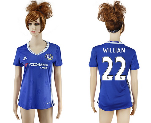 2016-17 Chelsea #22 WILLIAN Home Soccer Women's Blue AAA+ Shirt