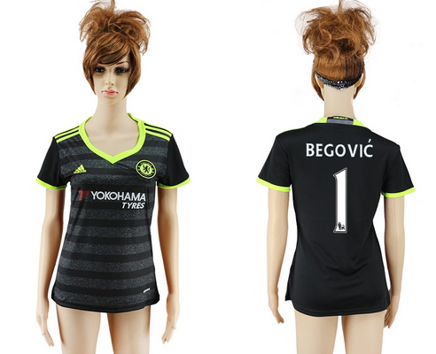 2016-17 Chelsea #1 BEGOVIC Away Soccer Women's Black AAA+ Shirt