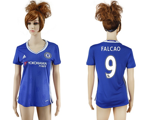 2016-17 Chelsea #9 FALCAO Home Soccer Women's Blue AAA+ Shirt
