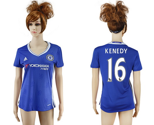 2016-17 Chelsea #16 KENEDY Home Soccer Women's Blue AAA+ Shirt