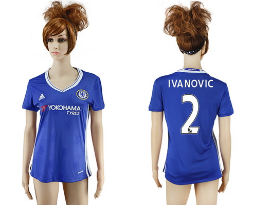 2016-17 Chelsea #2 IVANOVIC Home Soccer Women's Blue AAA+ Shirt