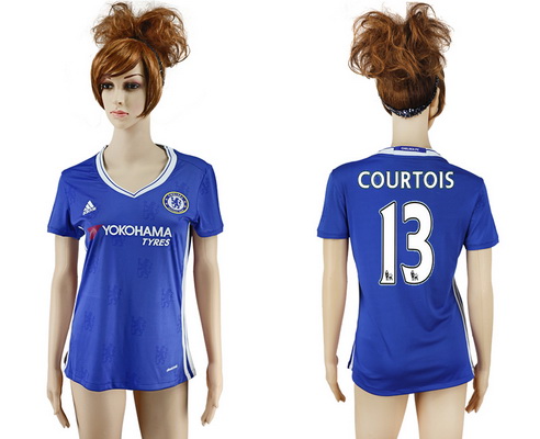 2016-17 Chelsea #13 COURTOIS Home Soccer Women's Blue AAA+ Shirt