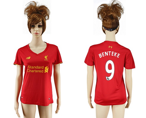 2016-17 Liverpool #9 BENTEKE Home Soccer Women's Red AAA+ Shirt