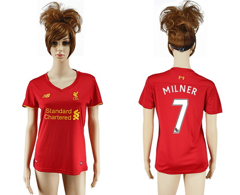 2016-17 Liverpool #7 MILNER Home Soccer Women's Red AAA+ Shirt
