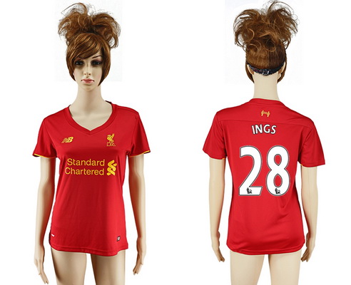 2016-17 Liverpool #28 INGS Home Soccer Women's Red AAA+ Shirt