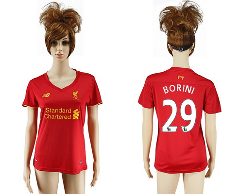 2016-17 Liverpool #29 BORINI Home Soccer Women's Red AAA+ Shirt