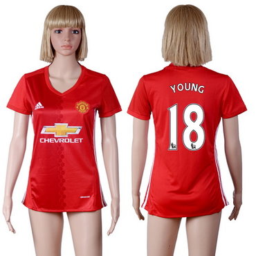 2016-17 Manchester United #18 YOUNG Home Soccer Women's Red AAA+ Shirt