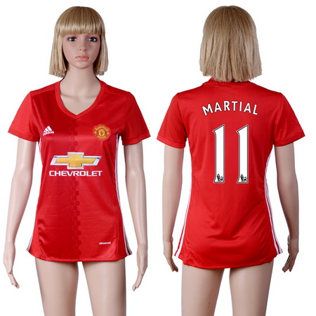 2016-17 Manchester United #11 MARTIAL Home Soccer Women's Red AAA+ Shirt