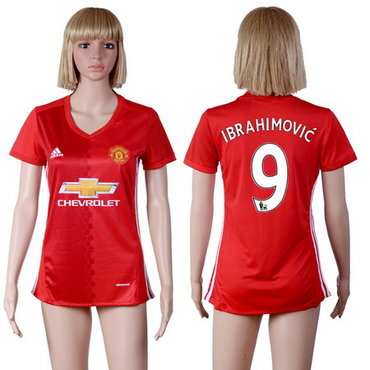 2016-17 Manchester United #9 IBRAHIMOVIC Home Soccer Women's Red AAA+ Shirt