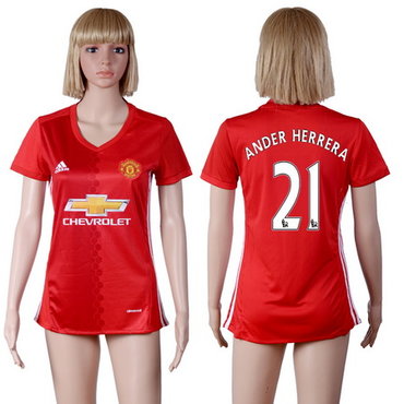 2016-17 Manchester United #21 ANDER HERRERA Home Soccer Women's Red AAA+ Shirt