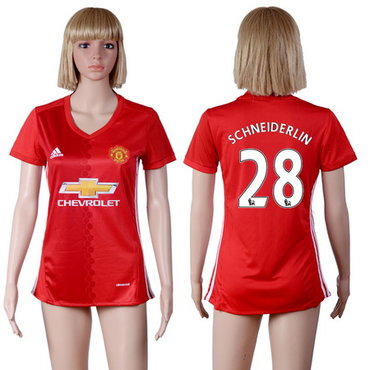 2016-17 Manchester United #28 SCHNEIDERLIN Home Soccer Women's Red AAA+ Shirt