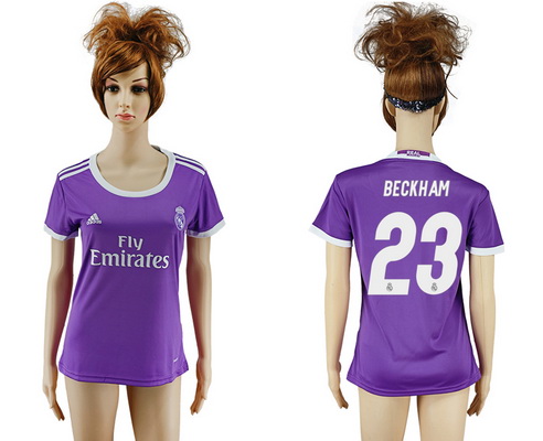 2016-17 Real Madrid #23 BECKHAM Away Soccer Women's Purple AAA+ Shirt