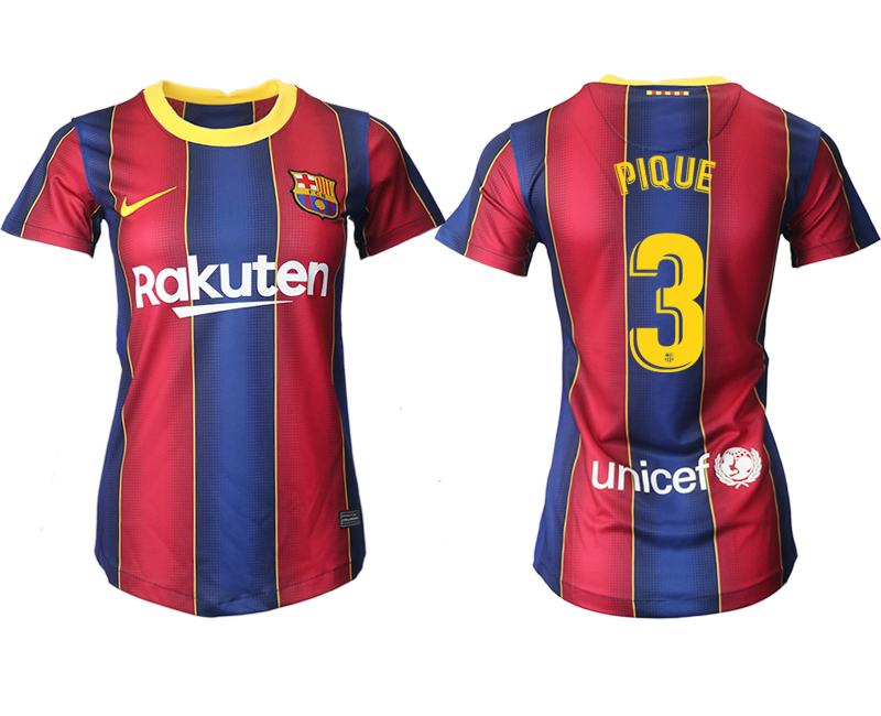 Women's 2020-21 Barcelona home aaa version 3# PIQUE soccer jerseys