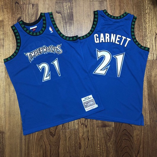 Men's Minnesota Timberwolves #21 Kevin Garnett 2003-04 Blue Hardwood ...